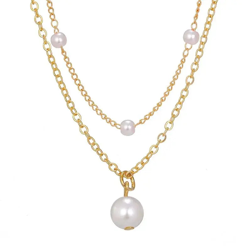 Collier ras du cou en perles couleur or pour femmes et filles, Simple, Double couche, chaîne de cou, bijoux cadeau, nouvelle mode 2025 - HBeauty For Ever