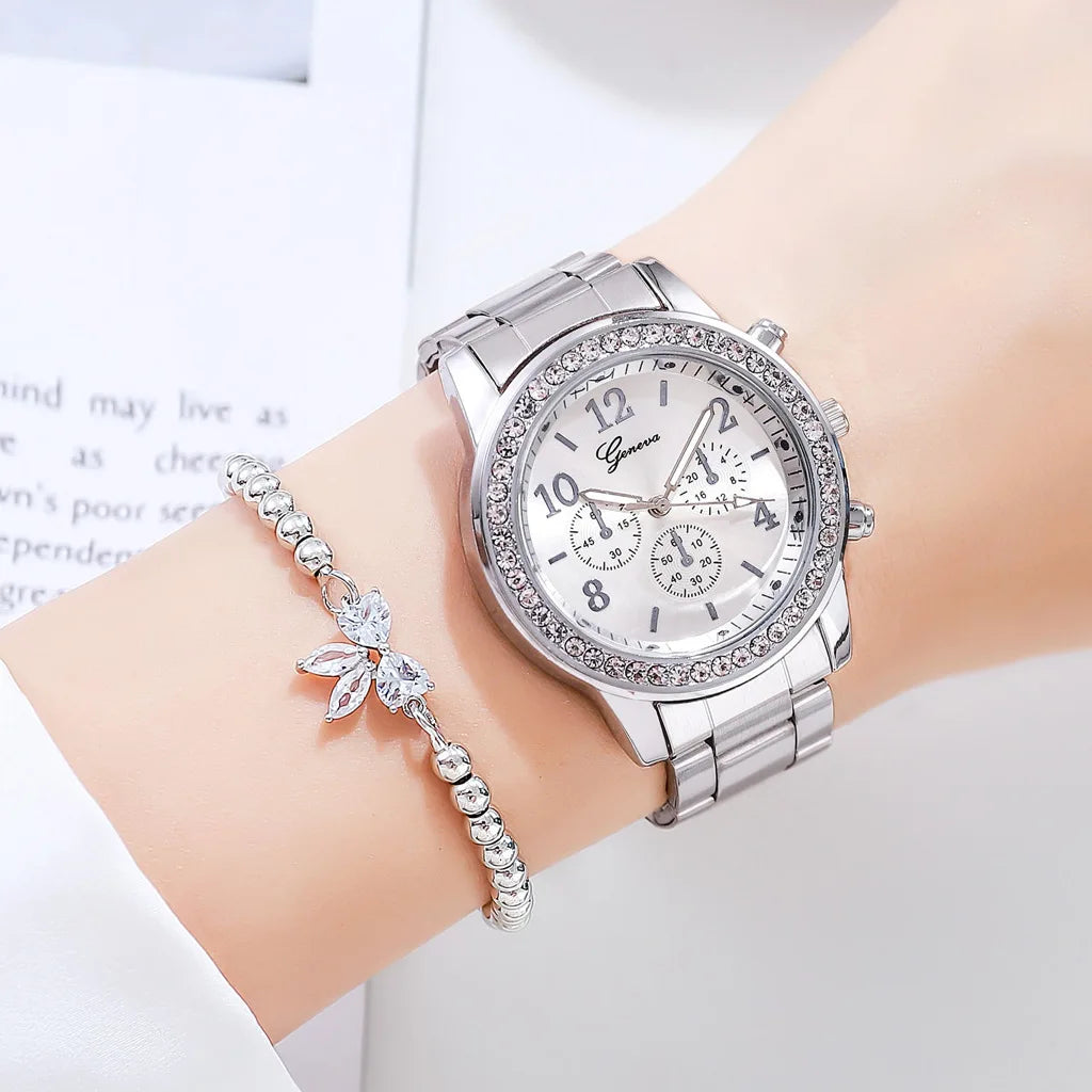 MOONBIFFY Montres femmes élégantes Montre de luxe classique en strass - HBeauty For Ever