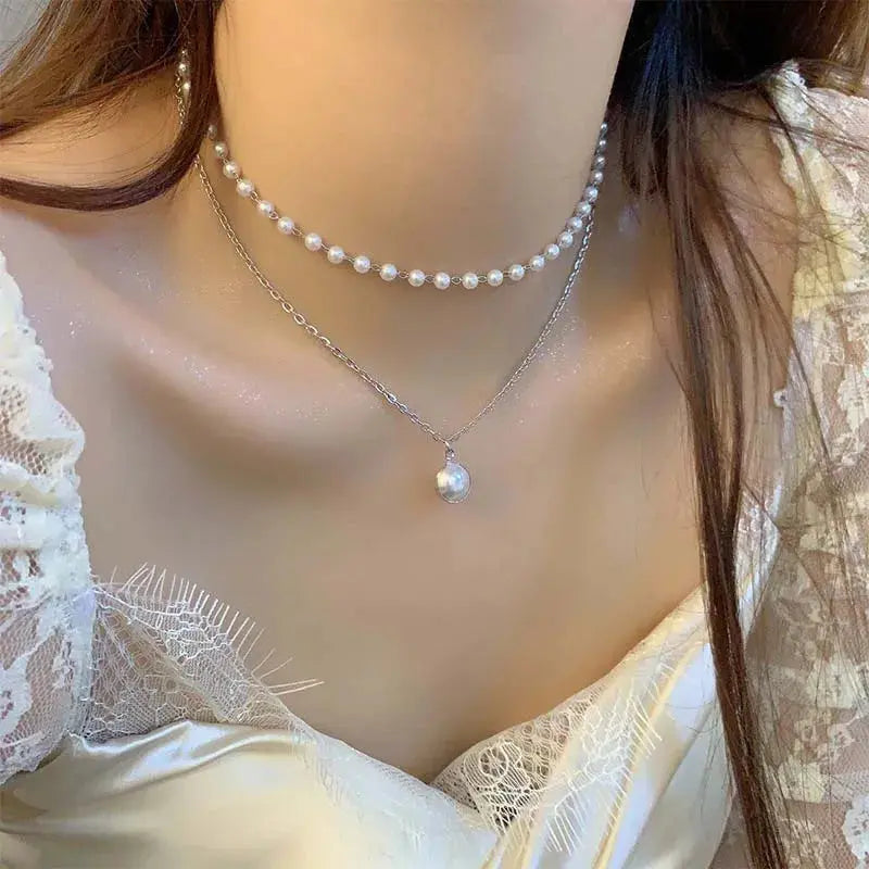 Collier ras du cou en perles couleur or pour femmes et filles, Simple, Double couche, chaîne de cou, bijoux cadeau, nouvelle mode 2025 - HBeauty For Ever