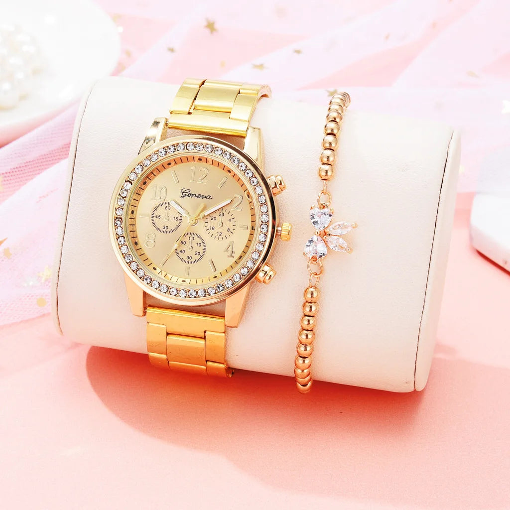 MOONBIFFY Montres femmes élégantes Montre de luxe classique en strass - HBeauty For Ever