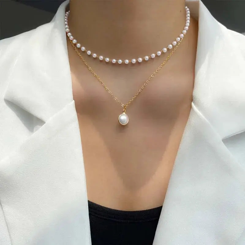 Collier ras du cou en perles couleur or pour femmes et filles, Simple, Double couche, chaîne de cou, bijoux cadeau, nouvelle mode 2025 - HBeauty For Ever