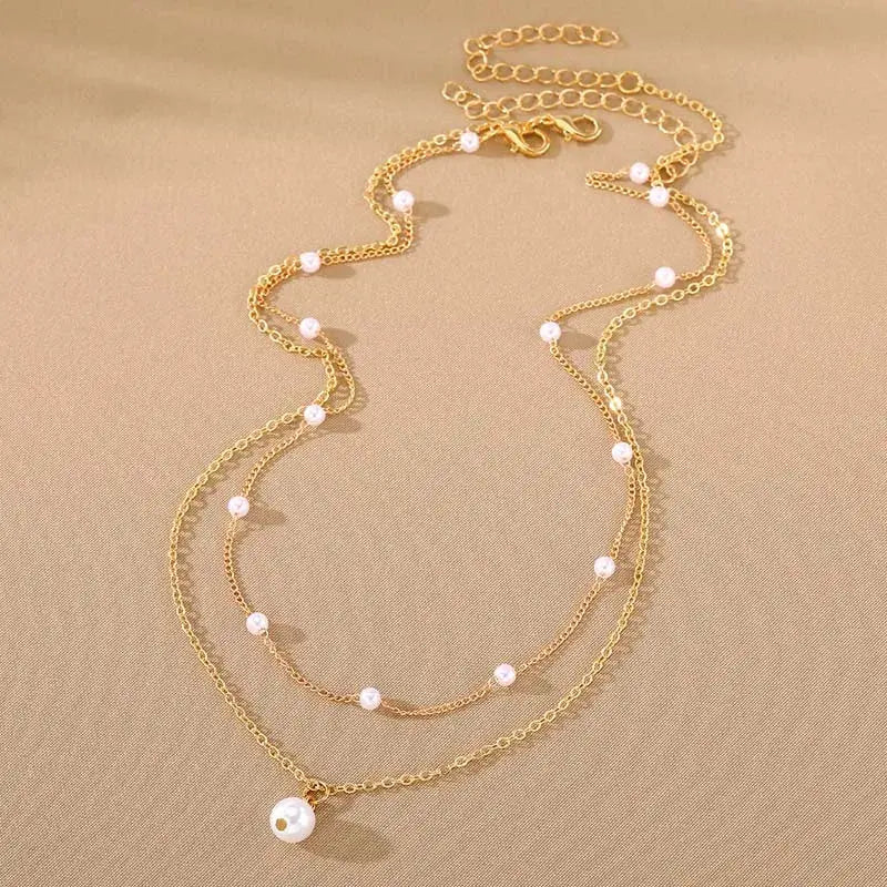 Collier ras du cou en perles couleur or pour femmes et filles, Simple, Double couche, chaîne de cou, bijoux cadeau, nouvelle mode 2025 - HBeauty For Ever