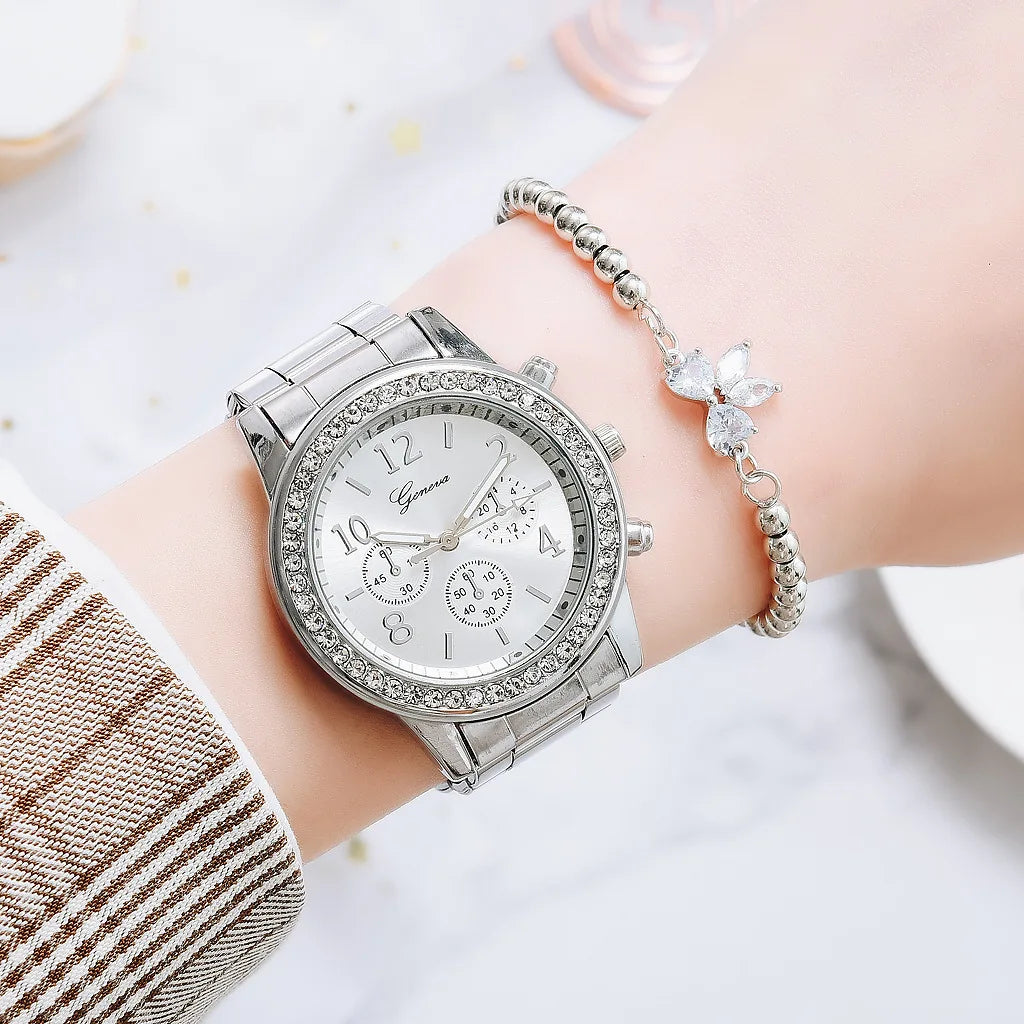 MOONBIFFY Montres femmes élégantes Montre de luxe classique en strass - HBeauty For Ever