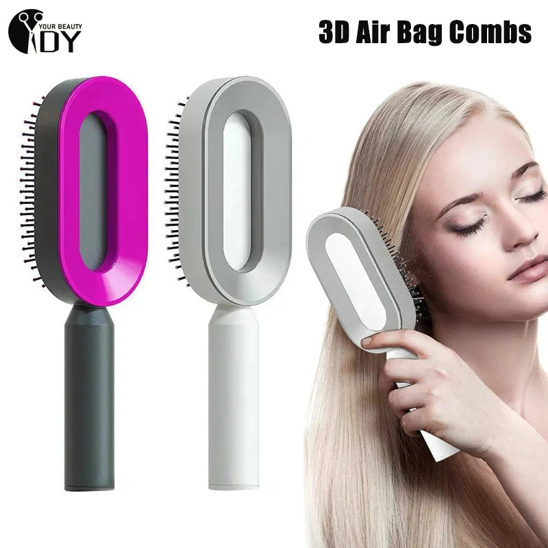 Peigne de massage, brosse à cheveux autonettoyante pour femmes, peigne à cheveux rapide à une touche, coussin d'air 3D, outils de coiffure, peigne airbag