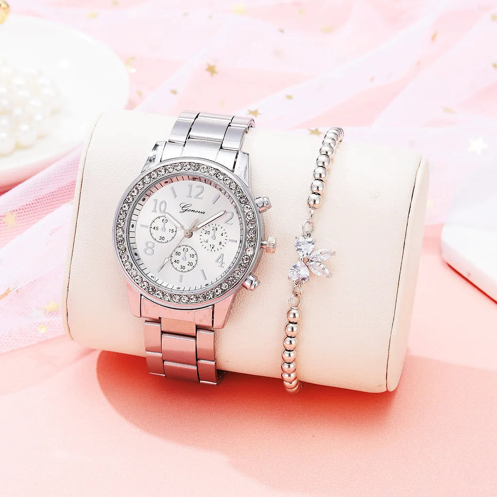 MOONBIFFY Montres femmes élégantes Montre de luxe classique en strass - HBeauty For Ever